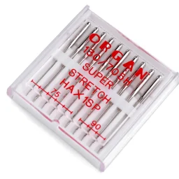 Organ Brand Super Stretch Sewing Machine Needles, sizes 75-90 (pack of 10)